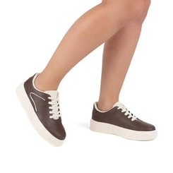 Tênis Feminino Beira Rio 4305124 Marrom Chocolate/Branco Off