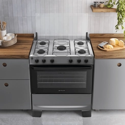 Fogão 5 Bocas Mesa Inox Atlas Mônaco Plus 300002026 Titanium Bivolt