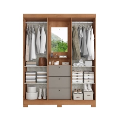 Guarda-Roupa 4 Portas 3 Gavetas THB Sonata 5974 Freijó/Gris
