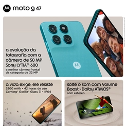 Smartphone Motorola G47 256GB 4GB Câmera Principal 50MP Selfie 32MP Grafite