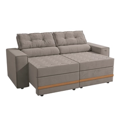 Sofá Retrátil 2 Lugares 206cm Kappesberg Havana Veludo Cinza