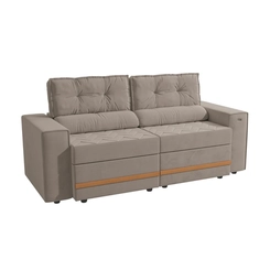 Sofá Retrátil 2 Lugares 206cm Kappesberg Havana Veludo Cinza