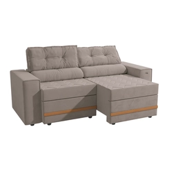 Sofá Retrátil 2 Lugares 206cm Kappesberg Havana Veludo Cinza