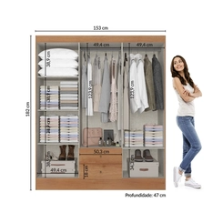 Guarda-Roupa 6 Portas 2 Gavetas THB Astro 5985 Freijó/Areia