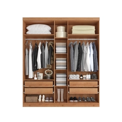 Guarda-Roupa 5 Portas 4 Gavetas THB Supremo com Espelho 5984 Freijó/Areia SE