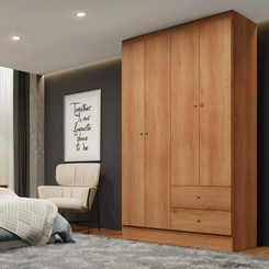 Guarda-Roupa 4 Portas 2 Gavetas THB Astro 5987 Freijó SE