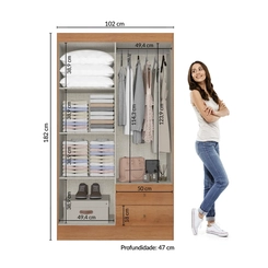 Guarda-Roupa 4 Portas 2 Gavetas THB Astro 5987 Freijó SE