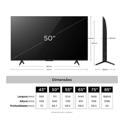 Smart TV 50 Polegadas 4K UHD QLED TCL 50P7L Preta