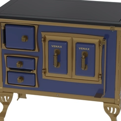 Fogão a Lenha Nº 1 Chapa Vitrocerâmica Venax Colonial Premium Azul Saída à Direita