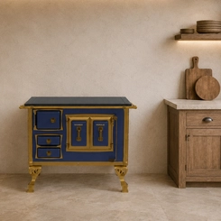 Fogão a Lenha Nº 1 Chapa Vitrocerâmica Venax Colonial Premium Azul Saída à Direita