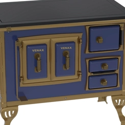 Fogão a Lenha Nº 1 Chapa Vitrocerâmica Venax Colonial Premium Azul Saída à Esquerda