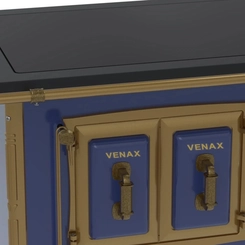 Fogão a Lenha Nº 1 Chapa Vitrocerâmica Venax Colonial Premium Azul Saída à Esquerda