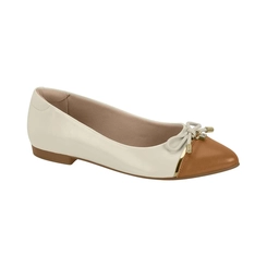 Sapatilha Feminina Beira Rio 4136-1004 Off White com Detalhe Marrom Camel