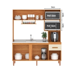 Cozinha Compacta 5 Portas Fellicci New Sevilha CC46P Cinamomo/Off White SE
