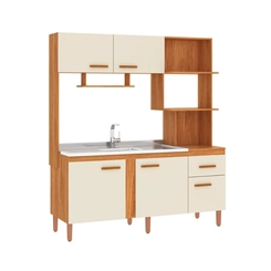 Cozinha Compacta 5 Portas Fellicci New Sevilha CC46P Cinamomo/Off White SE