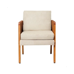 Poltrona Estofada com Braços de Madeira Córdoba MS Decor Bege