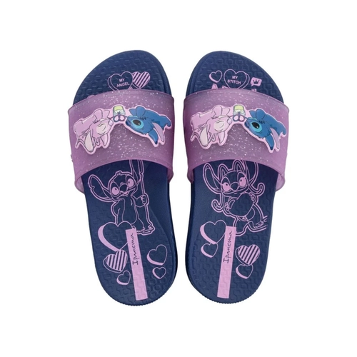 Chinelo Infantil Menina Ipanema Stitch Disney Vibe Slide 27535 Azul/Rosa com Glitter