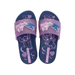 Chinelo Infantil Menina Ipanema Stitch Disney Vibe Slide 27535 Azul/Rosa com Glitter