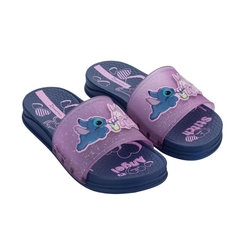 Chinelo Infantil Menina Ipanema Stitch Disney Vibe Slide 27535 Azul/Rosa com Glitter