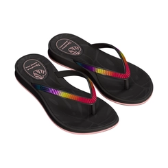 Chinelo Infantil Menina Ipanema Shine 27569 Preto com Tira Arco-Íris