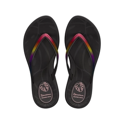 Chinelo Infantil Menina Ipanema Shine 27569 Preto com Tira Arco-Íris