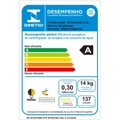 Lava e Seca 14kg Painel Digital Brastemp BNO14AB Branca