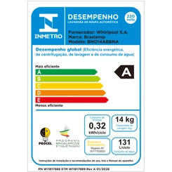 Lava e Seca 14kg Painel Digital Brastemp BNO14AB Branca