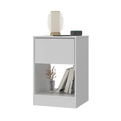 Mesa de Cabeceira 1 Gaveta e Nicho Rodial Ipê 11CR0101 Branco SE