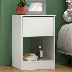 Mesa de Cabeceira 1 Gaveta e Nicho Rodial Ipê 11CR0101 Branco SE
