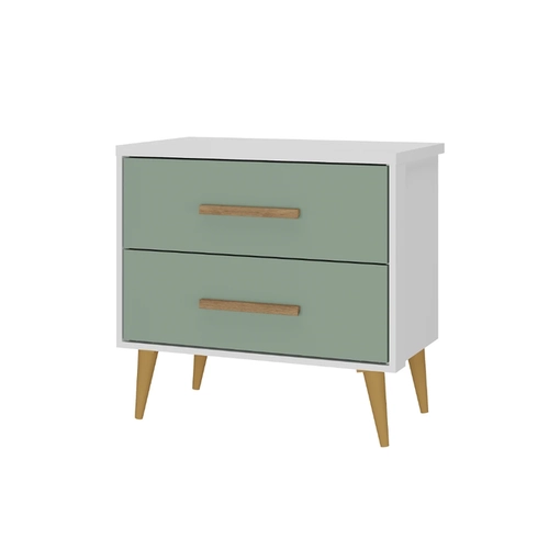 Mesa de Cabeceira 2 Gavetas Rodial Arco-Íris 66CR0280 Branco/Verde SE