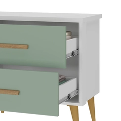 Mesa de Cabeceira 2 Gavetas Rodial Arco-Íris 66CR0280 Branco/Verde SE