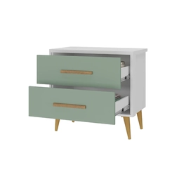 Mesa de Cabeceira 2 Gavetas Rodial Arco-Íris 66CR0280 Branco/Verde SE