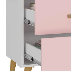 Mesa de Cabeceira 2 Gavetas Rodial Arco-Íris 65CR0280 Branco/Rosa SE