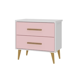Mesa de Cabeceira 2 Gavetas Rodial Arco-Íris 65CR0280 Branco/Rosa SE