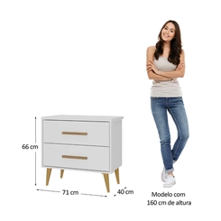 Mesa de Cabeceira 2 Gavetas Rodial Arco-Íris 11CR0280 Branco SE