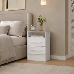 Mesa de Cabeceira com Nicho e 2 Gavetas Rodial Guarda 11CR0201 Branco SE