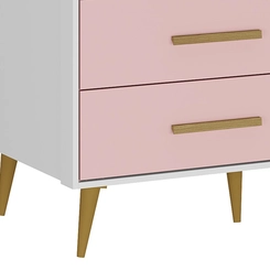 Cômoda 4 Gavetas 1 Porta Rodial Kids 65CO1480 Branco/Rosa SE
