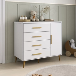 Cômoda 4 Gavetas 1 Porta Rodial Kids 11CO1480 Branco SE