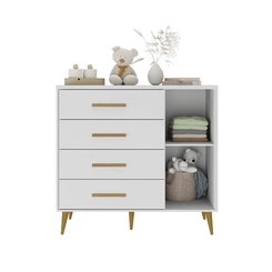 Cômoda 4 Gavetas 1 Porta Rodial Kids 11CO1480 Branco SE