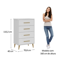 Cômoda 4 Gavetas Rodial Magia 11CO0480 Branco SE