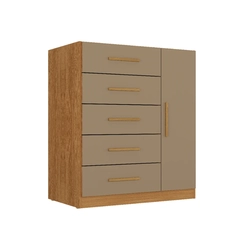 Cômoda 5 Gavetas 1 Porta Rodial Corais 55CO1524 Cinamomo/Capuccino SE