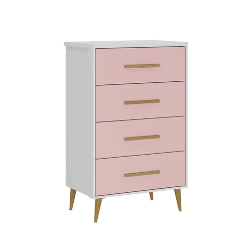 Cômoda 4 Gavetas Rodial Magia 66CO0480 Branco/Rosa SE