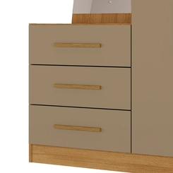 Cômoda com Espelho 3 Gavetas 2 Portas Rodial Dunas 55CO2326-E Cinamomo/Capuccino SE