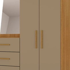 Cômoda com Espelho 3 Gavetas 2 Portas Rodial Dunas 55CO2326-E Cinamomo/Capuccino SE