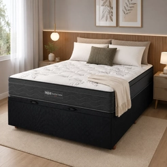 Base Box Baú Casal Cristalflex 138x188x46cm Preto SE