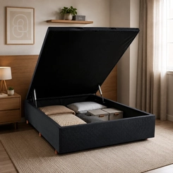 Base Box Baú Casal Cristalflex 138x188x46cm Preto SE
