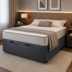 Base Box Baú Casal Cristalflex 138x188x46cm Cinza Chumbo SE