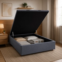 Base Box Baú Casal Cristalflex 138x188x46cm Cinza Chumbo SE