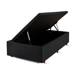 Base Box Baú Solteiro Cristalflex 88x188x46cm Preto SE