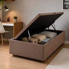 Base Box Baú Solteiro Cristalflex 88x188x46cm Marrom SE